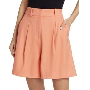 VERONICA BEARD Noemi Stretch Pleated High Waist Shorts Coral Orange  Size 2 NEW
